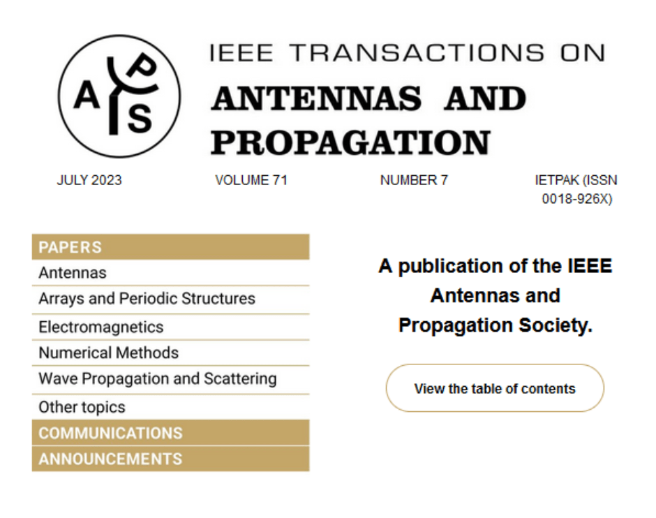 The July 2023 Newsletter of IEEE Transactions on Antennas and
              Propagation is Now Available!