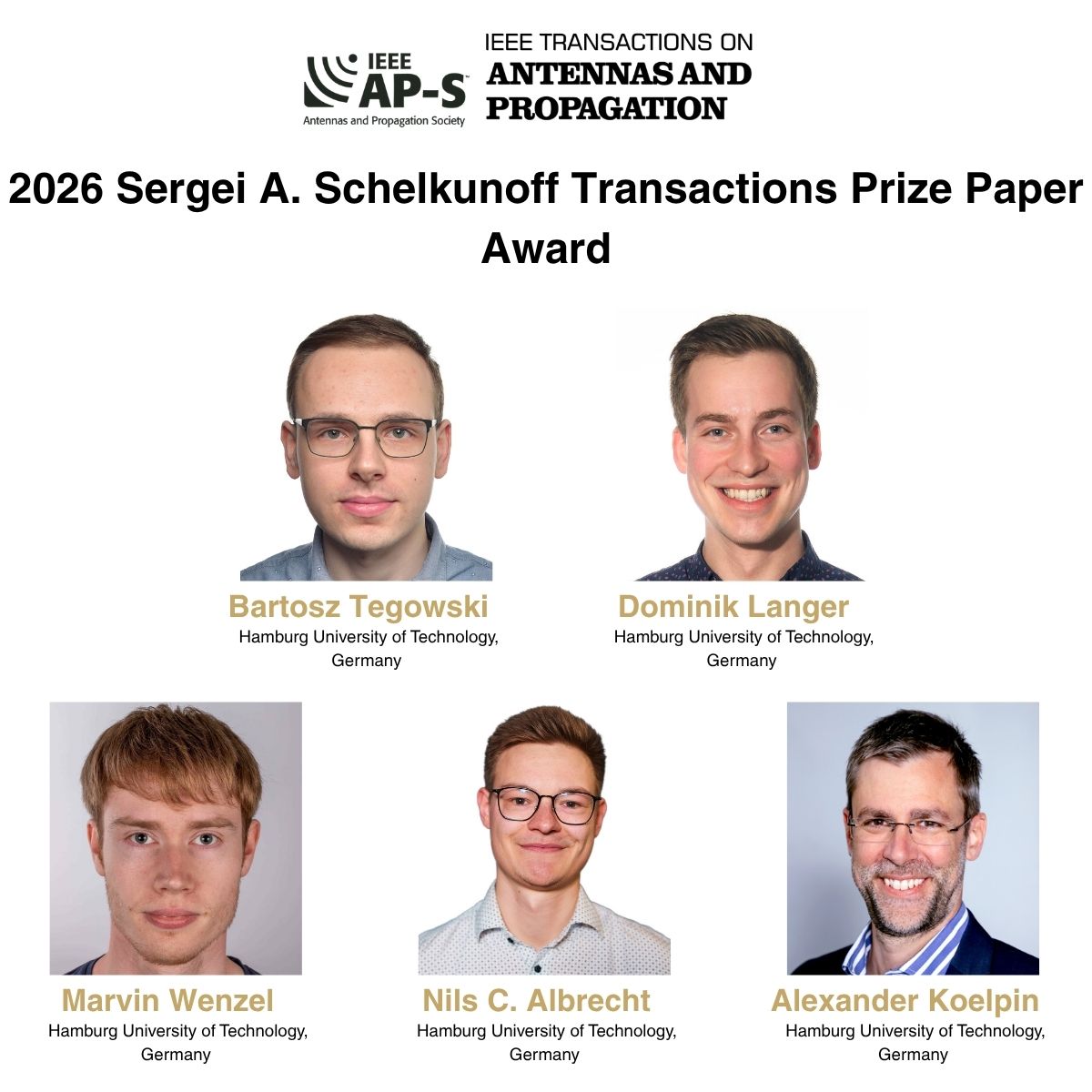 Winners of the 2026 Sergei A. Schelkunoff Transactions Prize Paper
          Award announced